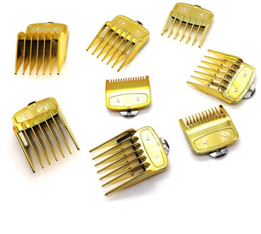 AD-8Pcs/Set Professional Limit Comb Cutting Guide Combs for Wahl 1.5/3/4.5/6/10/13/19/25 mm Set,Golden