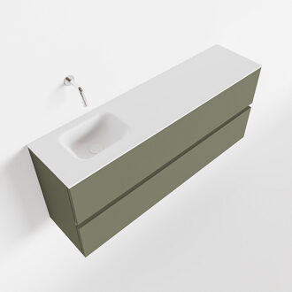 ADA 120cm toiletmeubel army. LEX wastafel talc links zonder kraangat