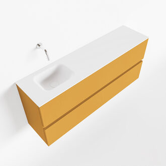 ADA 120cm toiletmeubel ocher. LEX wastafel talc links zonder kraangat