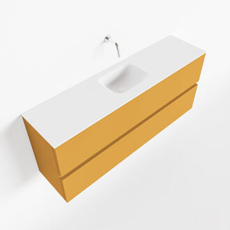 ADA 120cm toiletmeubel ocher. LEX wastafel talc midden zonder kraangat