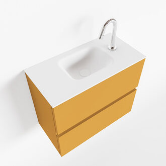 ADA 60cm toiletmeubel ocher. LEX wastafel talc midden 1 kraangat