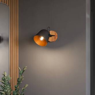 Adalin wandlamp, zwart zwart, goud, donker hout