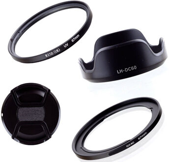 Adapter Ring + Lensdop + DC60 Hood + UV Filter Voor 67mm Canon Powershot SX40 HS SX50