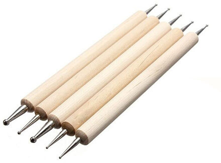 Addfavor 5 pcs Houten Nail Puntjes Pen DIY Nail Tips Schilderen Strass Dots Nail Art Pen Marbleizing Gereedschap voor gel Nail