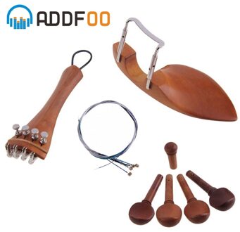 ADDFOO 4/4 Viool Accessoires Onderdelen Chin Rust Staartstuk Fijne Tuner Tuning Peg Tailgut Endpin Snaren Kit Voor Viool Vervanging