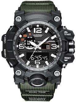 Addies/Aidis Elektronische Horloge Mannen Outdoor Multi-Functionele Sport Waterdichte Student Horloge Mannen Horloges leger groen