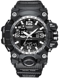 Addies/Aidis Elektronische Horloge Mannen Outdoor Multi-Functionele Sport Waterdichte Student Horloge Mannen Horloges zwart en wit