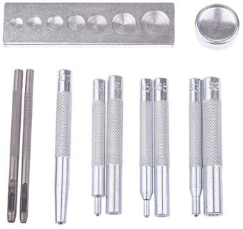 Adeeing 11 stks Punch Tool Snap Klinknagel Setter Base Kit voor DIY Leather Craft Gereedschap