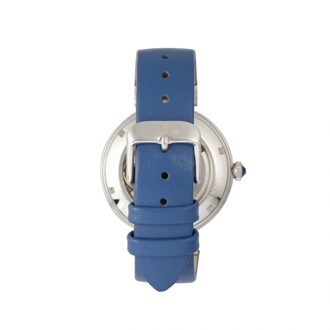 Adelaide automatisch skelet horloge met leren band - maat Blauw