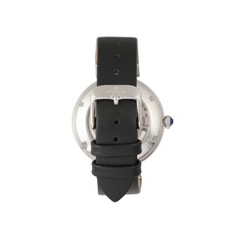 Adelaide automatisch skelet horloge met leren band Zwart