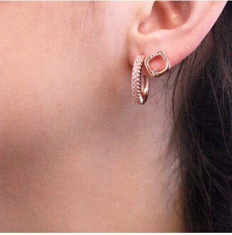 Adelise oorbellen - Oostenrijks kristal - maat Wit en roségoud