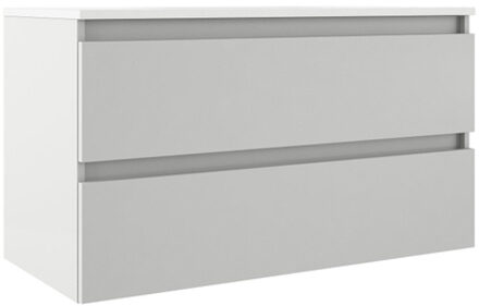 Adema Chaci Badkameronderkast - 100cm - 2 lades - greeploos - binnenlade linnen - mat wit SW1212771 Wit mat