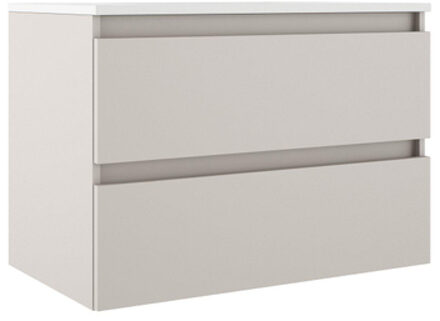 Adema Chaci Badkameronderkast - 80cm - 2 lades - greeploos - binnenlade linnen - mat cotton (beige) SW1212765 Cotton mat