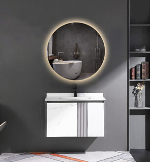 Adema Circle badkamerspiegel rond diameter 80cm met indirecte LED verlichting met spiegelverwarming en infraroodbediening OUTLET Glas
