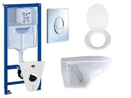 Adema Classic toiletset compleet met inbouwreservoir, softclose zitting en bedieningsplaat chroom