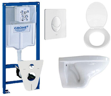 Adema Classic toiletset compleet met inbouwreservoir, softclose zitting en bedieningsplaat wit