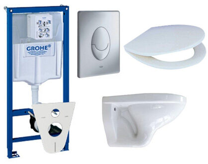 Adema Classic toiletset compleet met inbouwreservoir, zitting en bedieningsplaat mat chroom