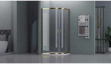 Adema Dawn Douchecabine - 90x90x185cm - kwartrond - goud mat SW1381733