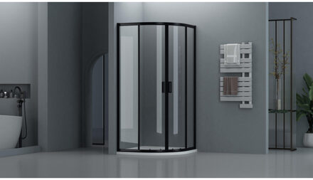 Adema Dawn Douchecabine - 90x90x185cm - kwartrond - zwart mat SW1381731