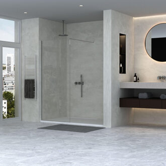 Adema Dawn Inloopdouche - 60x200cm - wandprofiel - stabilisatiestang - helder glas - chroom SW1381712/SW1381721/SW1381724