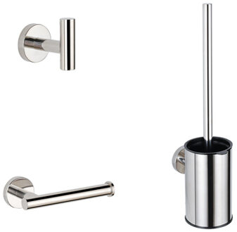 Adema Sparkle 2.0 Toiletset - toiletrolhouder - handdoekhaak - toiletborstelset - chroom SW1413908