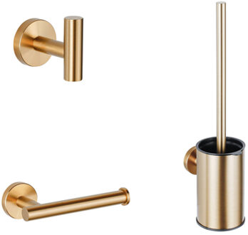 Adema Sparkle 2.0 Toiletset - toiletrolhouder - handdoekhaak - toiletborstelset - goud mat SW1413911