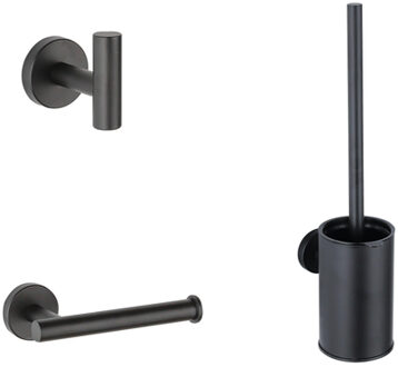 Adema Sparkle 2.0 Toiletset - toiletrolhouder - handdoekhaak - toiletborstelset - zwart mat SW1413910