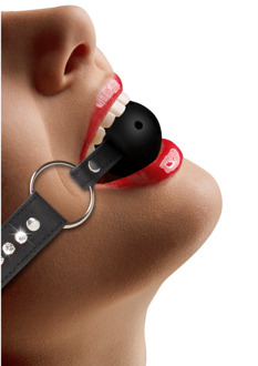 Ademend Ball Gag met diamanten gestikte straps
