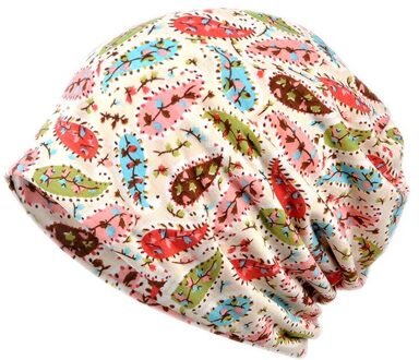 Ademend Gedrukt Elastische Katoen Hat Nek Warmer Reizen Hoofddeksels Zomer Zonnescherm Cap Sjaal Bloemen Cashew Beige