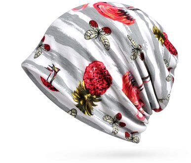 Ademend Gedrukt Elastische Katoen Hat Nek Warmer Reizen Hoofddeksels Zomer Zonnescherm Cap Sjaal Bloemen Cashew HW