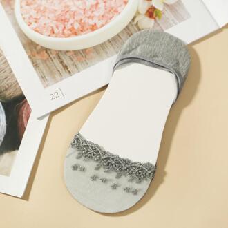 Ademend Kant Sok Slippers Onzichtbare Boot Sokken Vrouwen Zomer Sokken Korte Vrouwelijke Slippers Calcetines Invisibles Mujer Grijs