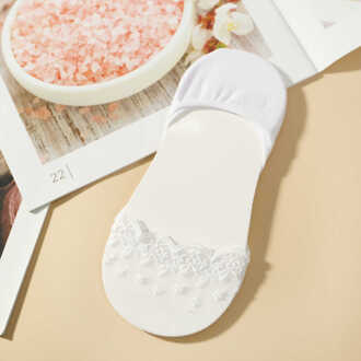 Ademend Kant Sok Slippers Onzichtbare Boot Sokken Vrouwen Zomer Sokken Korte Vrouwelijke Slippers Calcetines Invisibles Mujer wit