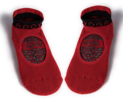 Ademend Non-Slip Katoenen Sokken Yoga Fitness Pilates Barre Ademende Sport Dans Sokken Antislip rood