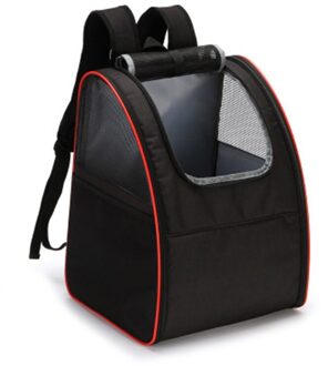 Ademend Ventilatie Portable Oxford Doek Venster Huisdier Rugzak Rits Hond Kat Zichtbaar Outdoor Reizen Grote Opvouwbare Carrier zwart rood