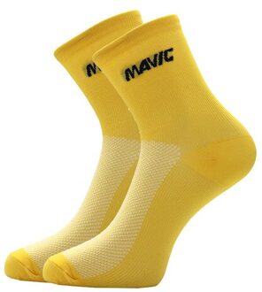Ademende Road Fiets Sokken Fietsen Sokken Zweet-Wicking Sneldrogende Sokken Voor Fietsen Hardlopen Vissen Outdoor Sport Sokken geel