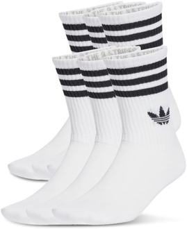 adidas 3-stripes Crew Socks 6 Pairs Sokken Unisex - Wit - Maat 37-39 - Poly (Polyester) White