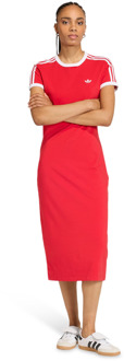 adidas 3 Stripes Dress Jurken Dames - Rood - Maat 44 - Katoen Jersey Red