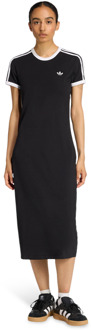 adidas 3 Stripes Dress Jurken Dames - Zwart - Maat 44 - Katoen Jersey Black