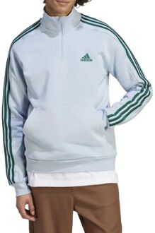 adidas 3-Stripes Fleece 1/4 Zip Sweater Heren licht blauw - groen - XL