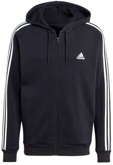 adidas 3-Stripes Fleece Hoodie Heren zwart - wit - L