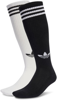 adidas 3-stripes Knee Socks 2 Pairs Sokken Unisex - Wit - Maat 40-42 - Poly (Polyester) White