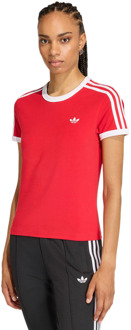 adidas 3 Stripes Slim T-shirt T-shirts Dames - Rood - Maat 42 - Katoen Jersey Red
