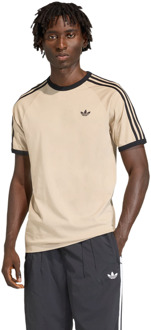 adidas 3-stripes T-shirt T-shirts Heren - Beige - Maat L - Katoen Jersey