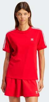 adidas 3 Stripes T-shirts Dames - Rood - Maat 38/M - Katoen Jersey Red
