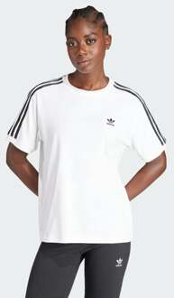 adidas 3 Stripes T-shirts Dames - Wit - Maat 34/XS - Katoen Jersey White