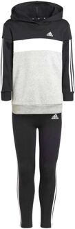 adidas 3-Stripes Tiberio FL Joggingpak Junior zwart - grijs - wit - 110