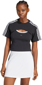 adidas 3s Cut Out T-shirts Dames - Zwart - Maat 38/M - Katoen Jersey Black