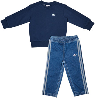 adidas 3s Denim Trainingspakken Baby - Blauw - Maat 57 - 62 CM - Katoen Denim Blue
