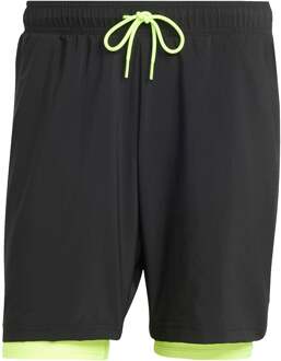 adidas 7in Club 2In1 Shorts Heren-Zwart,Neongroen - S,M,L,XL,XXL