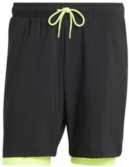 adidas 7in Club 2In1 Shorts Heren-Zwart,Neongroen - XXL